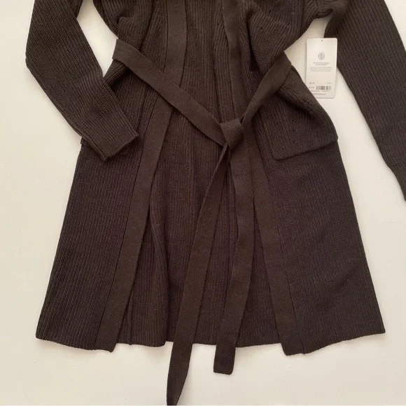 Athleta Scenic Wrap Cardigan Sweater Size XS Walnut Brown Cozy Long Merino Wool - Picture 7 of 10